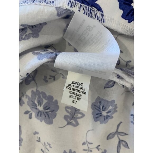 Banana Republic Factory Blue and White Floral Off the Shoulder Top Size XS - Picture 8 of 12